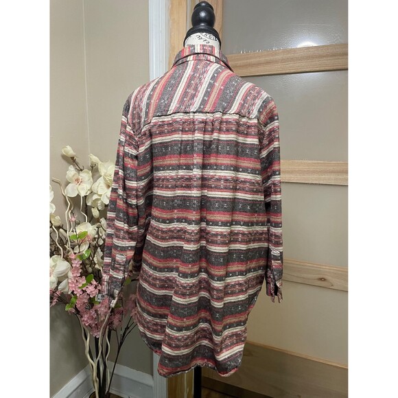 Angie Fall Autumn Colors Button Up Women Shirt Heavy Fabric sz Small Collared - Picture 6 of 6